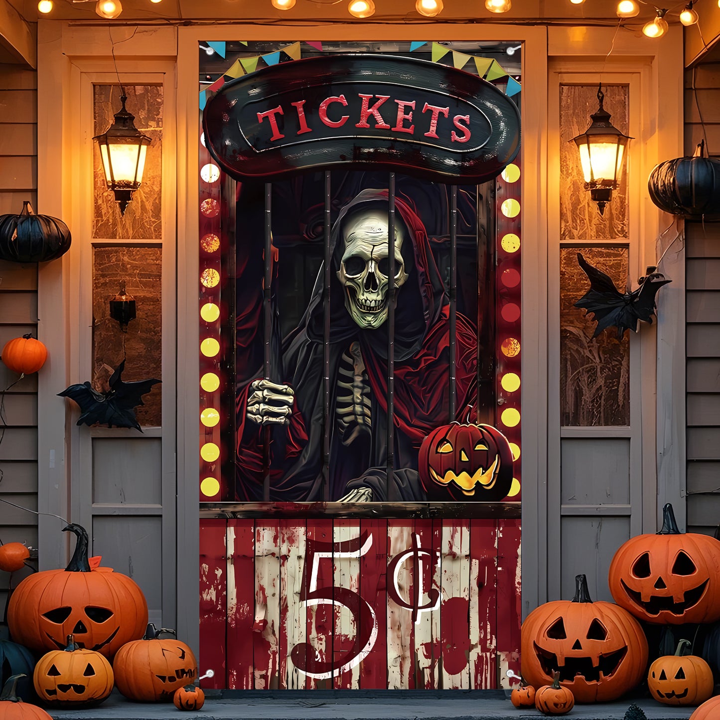 Bloody Circus Door Decoration: Spooky Halloween Backdrop