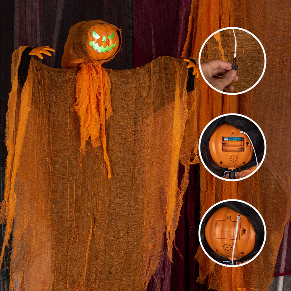 Glowing Halloween Pumpkin: Hanging Light & Sound Decoration