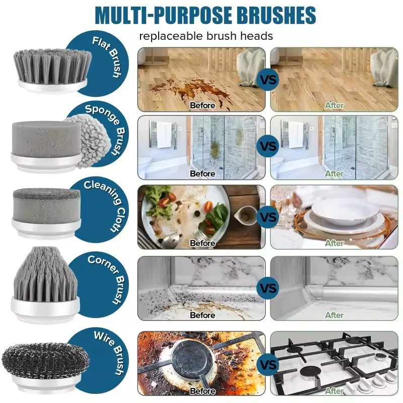 Electric Spin Scrubber for Powerful Deep Cleaning 5-in-1