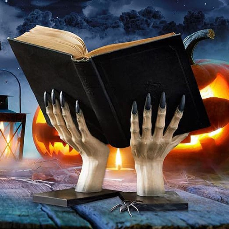 Halloween Witch Hand Bookends - Spooky Resin Decor