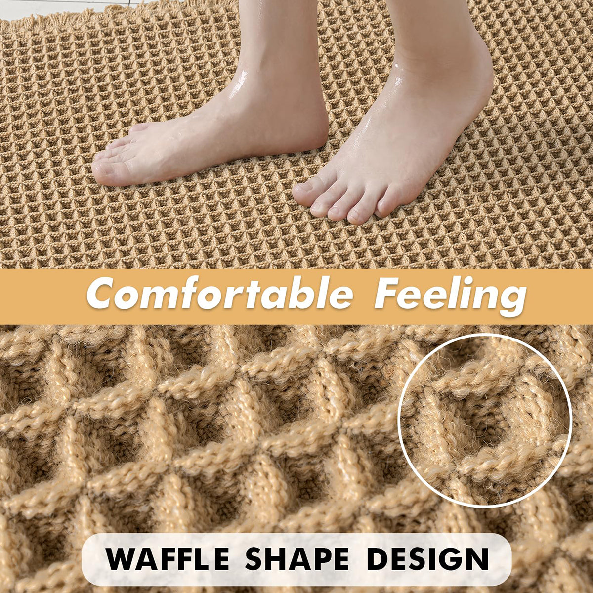 Waffle Bath Mat Non-Slip 17x24 - Super Absorbent & Soft