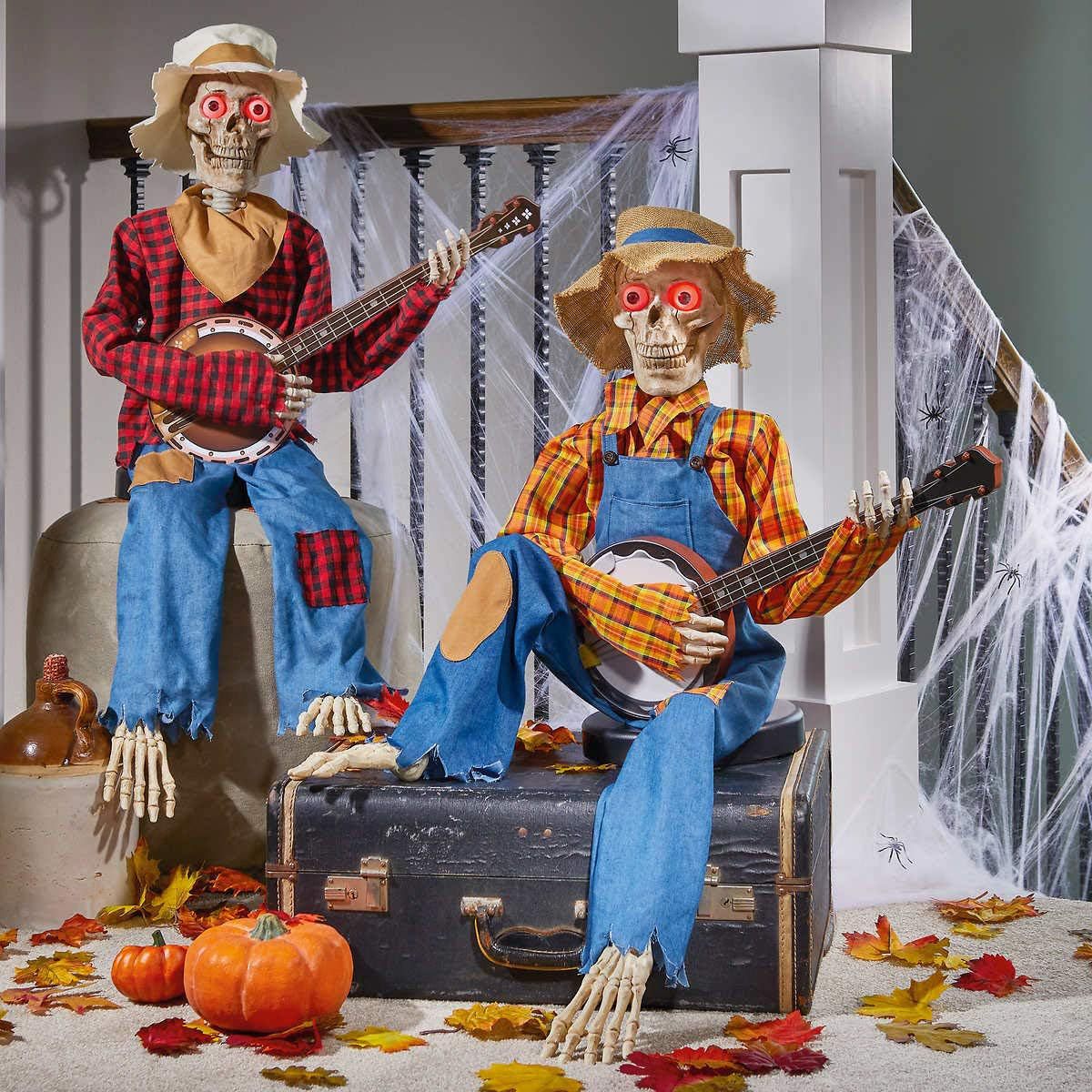 Halloween Animated Banjo Skeletons - Glowing Decor