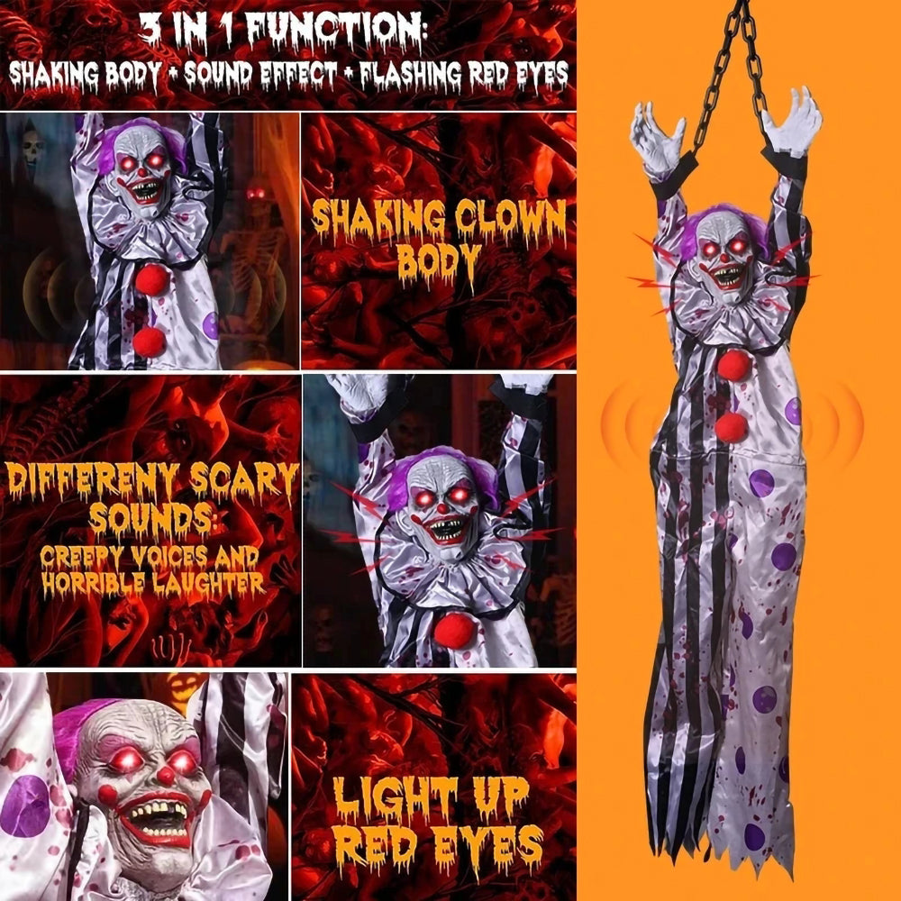 Halloween Voice-Activated Hanging Ghost Clown Prop