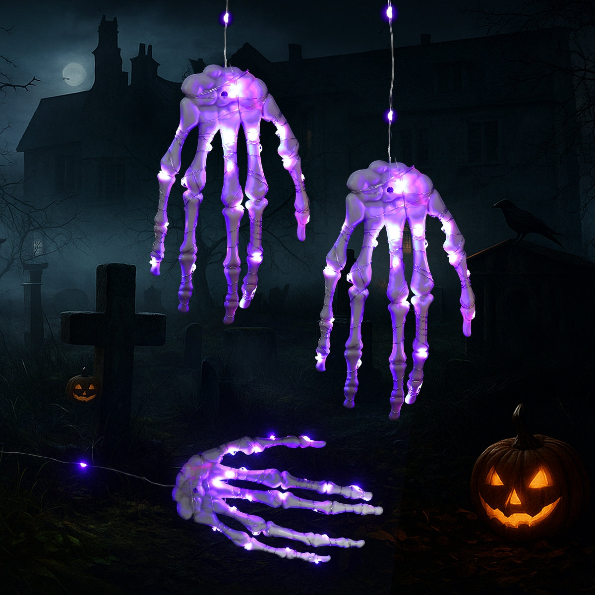 Halloween Glowing Skeleton Hand Decor - Spooky Home Accent