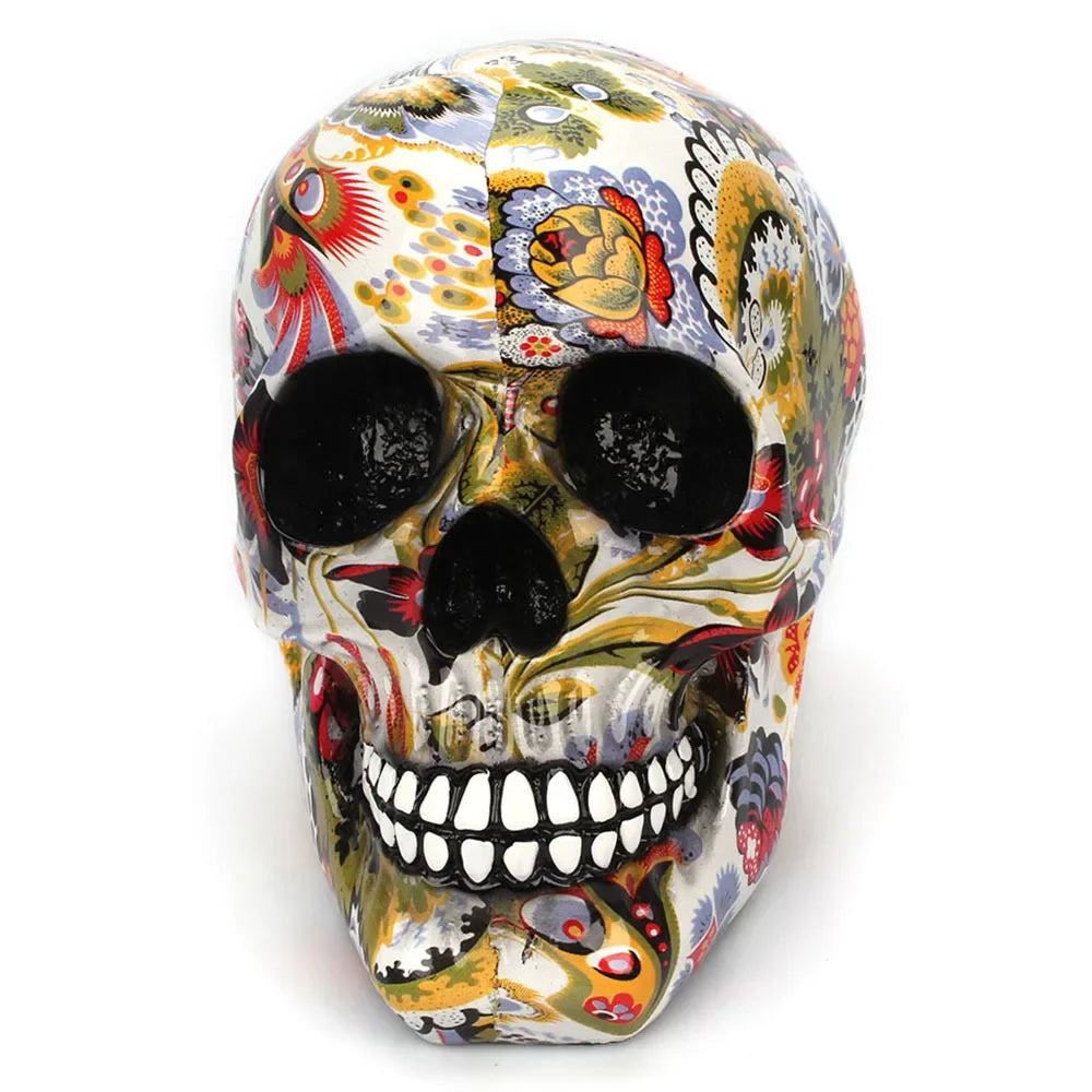 Horror Skull Resin Decor - Hand-Painted Halloween Table Craft