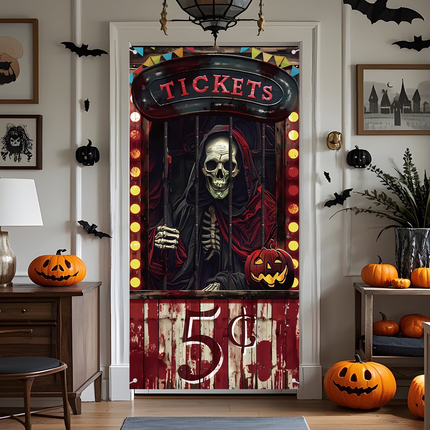 Bloody Circus Door Decoration: Spooky Halloween Backdrop