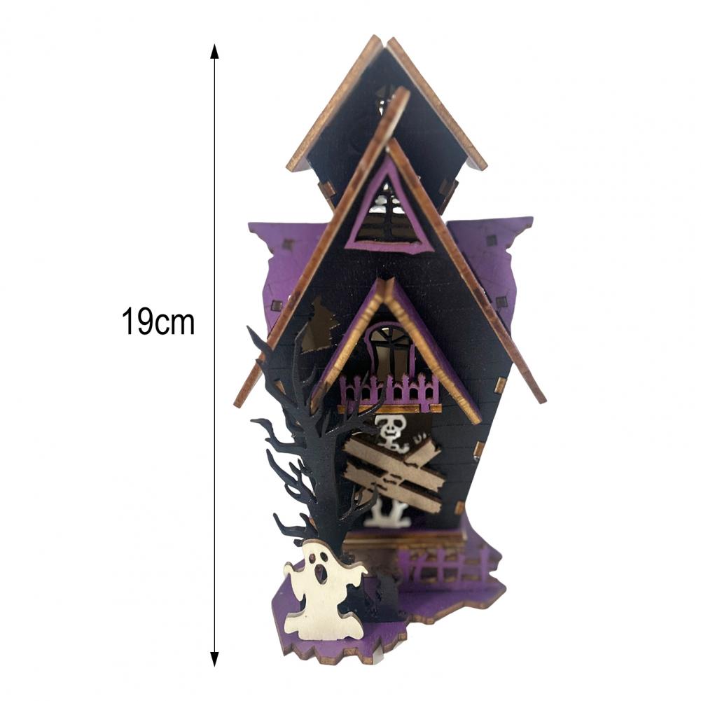 3D Wooden Halloween Puzzle: DIY Haunted House with Lights