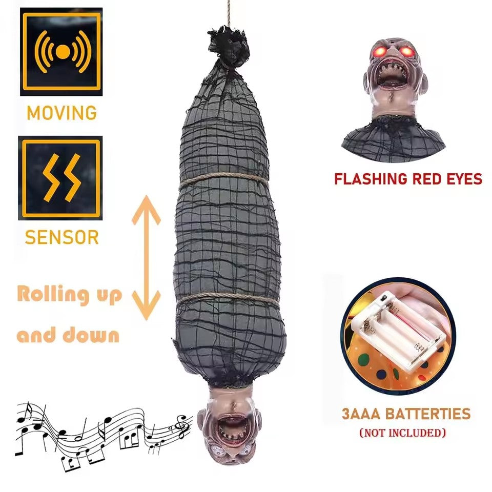 Scary Halloween Corpse: LED Eyes, Shakes & Talks