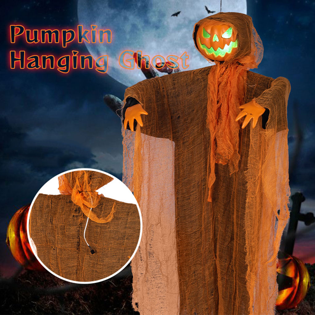Glowing Halloween Pumpkin: Hanging Light & Sound Decoration