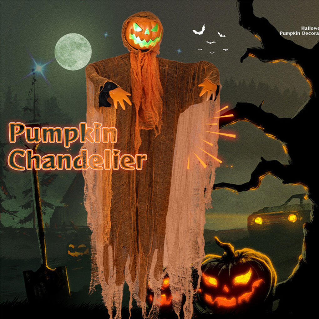 Glowing Halloween Pumpkin: Hanging Light & Sound Decoration
