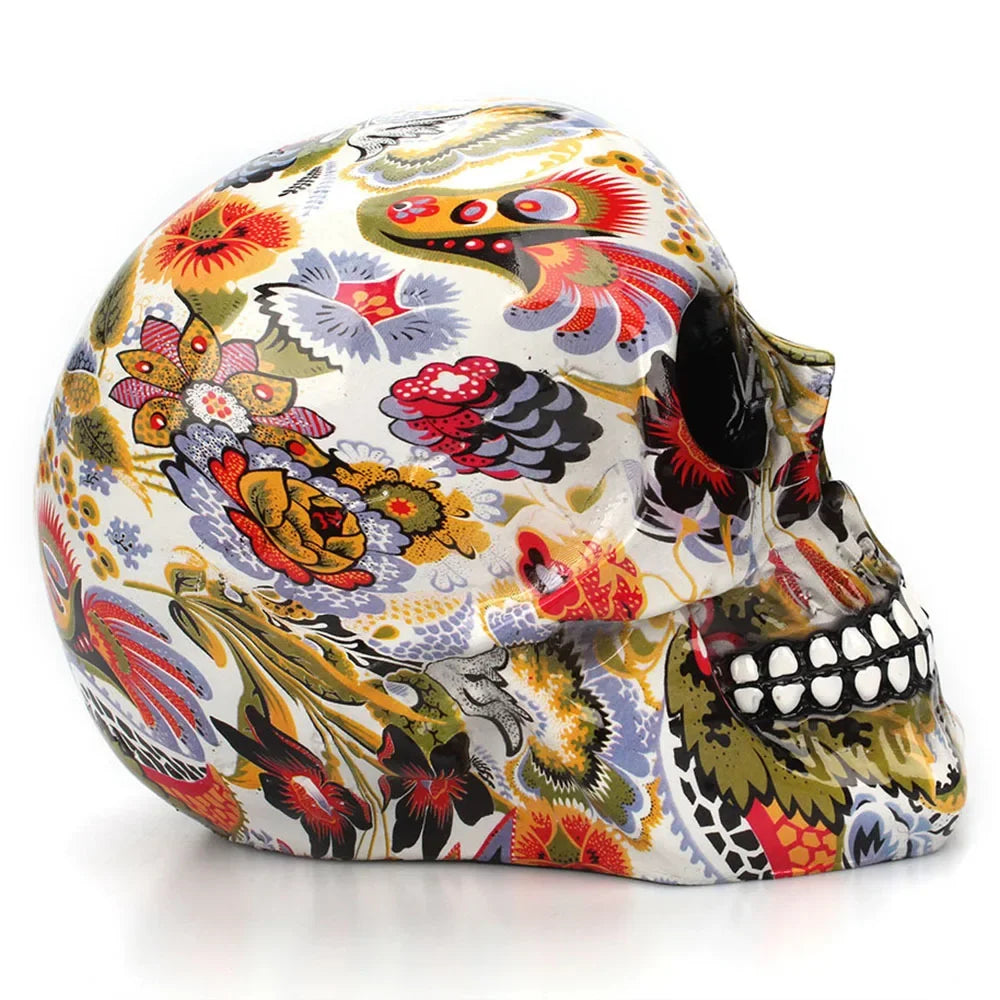 Horror Skull Resin Decor - Hand-Painted Halloween Table Craft