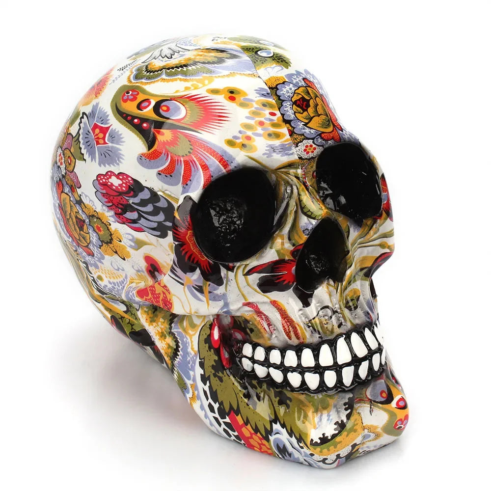 Horror Skull Resin Decor - Hand-Painted Halloween Table Craft