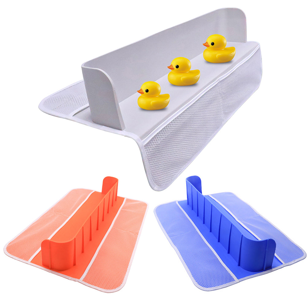 Kids Bathtub Organizer: Splash Guard, Suction Cups & Pockets