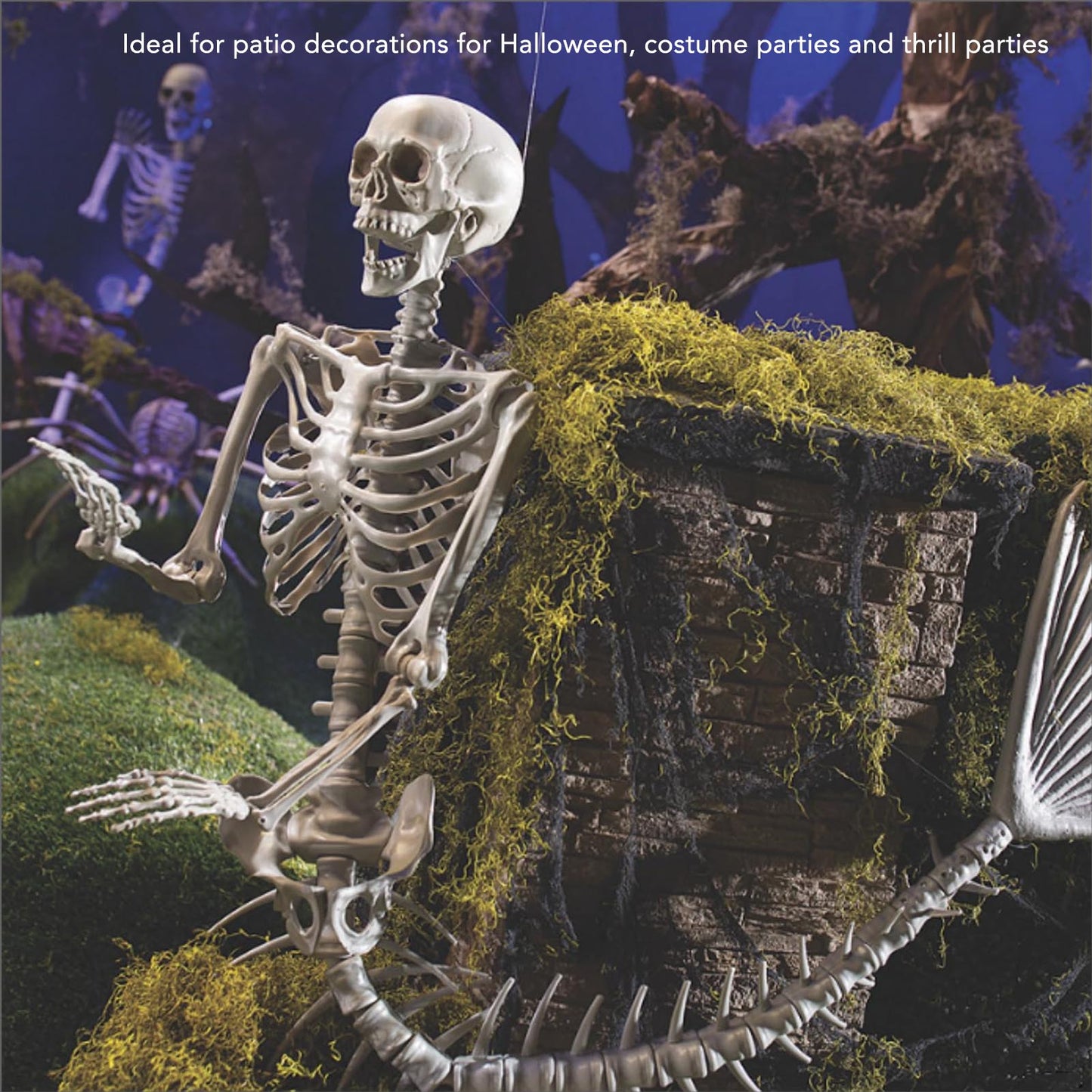 Life Size Skeleton Mermaid Halloween Decoration - Movable Joints