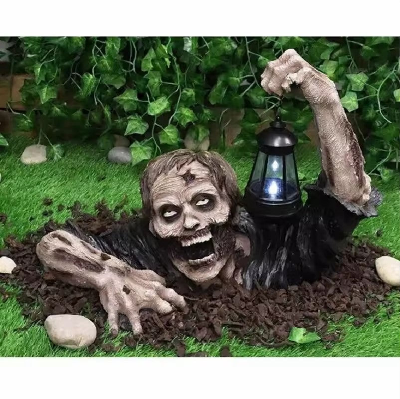 Halloween Zombie Statue LED Lantern - Waterproof Outdoor Decor