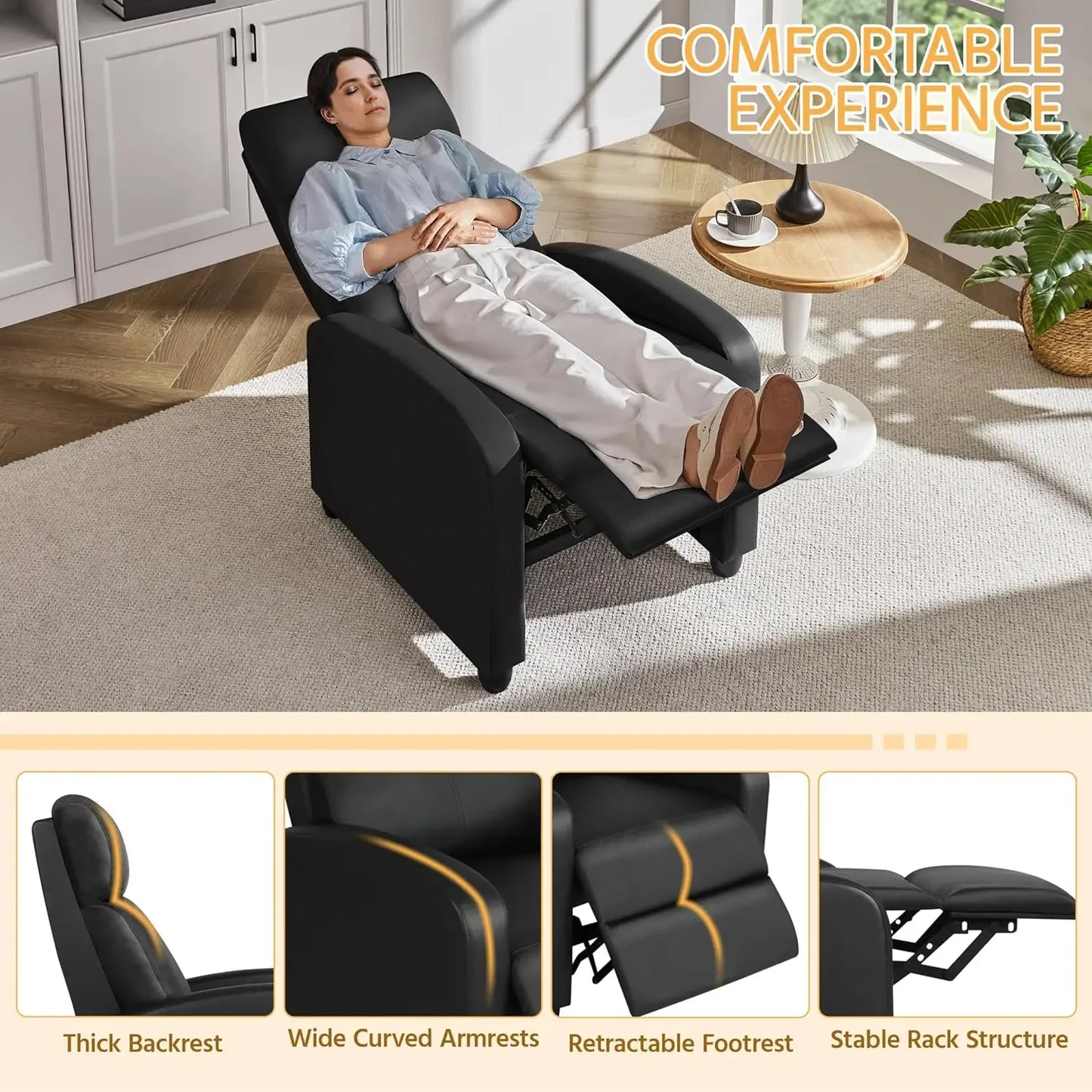 Leather Lounge Chair - Home Theater Recliner Sofa