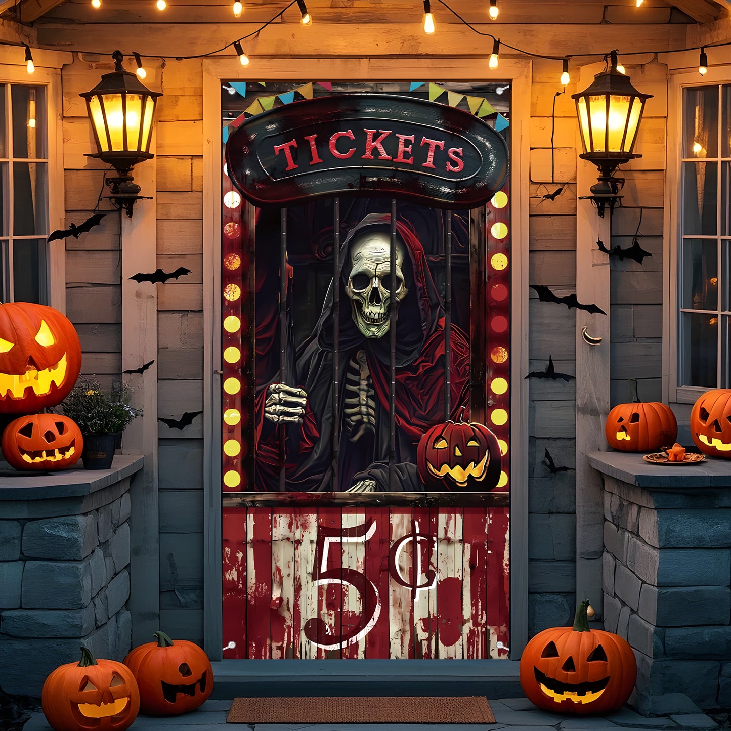 Bloody Circus Door Decoration: Spooky Halloween Backdrop