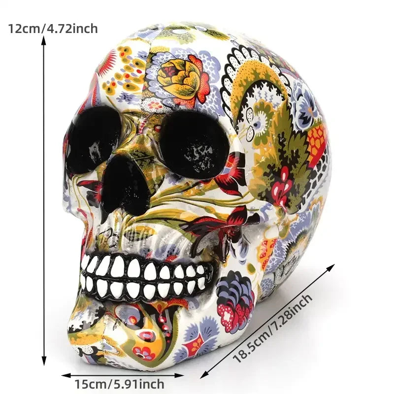 Horror Skull Resin Decor - Hand-Painted Halloween Table Craft