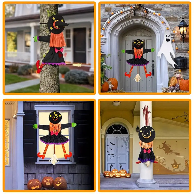 Orange Hair Witch Climber - Halloween Tree Decoration