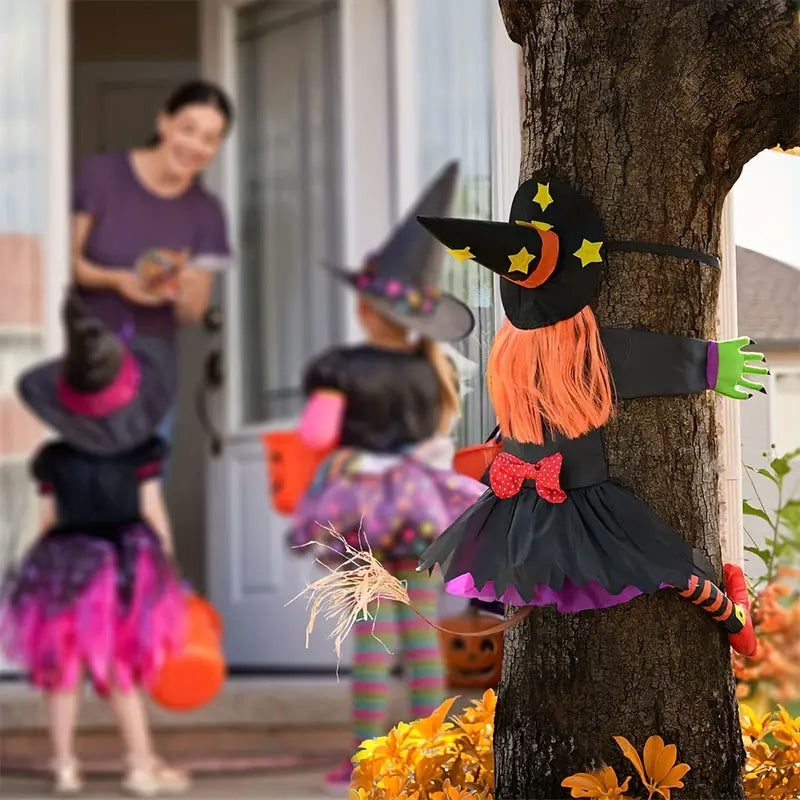 Orange Hair Witch Climber - Halloween Tree Decoration