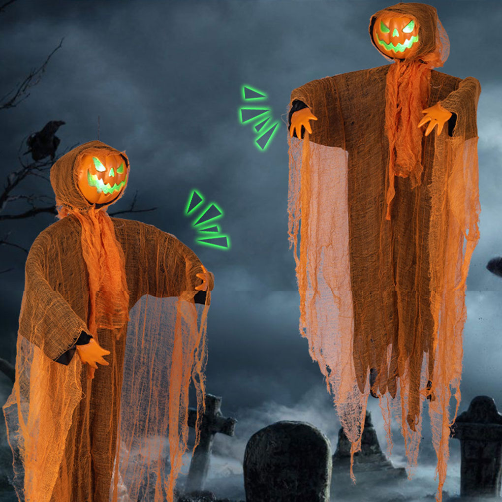 Glowing Halloween Pumpkin: Hanging Light & Sound Decoration