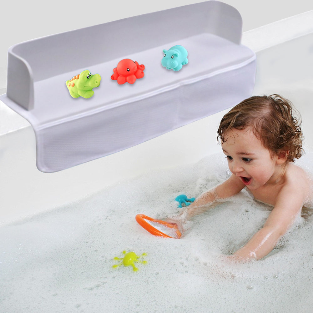 Kids Bathtub Organizer: Splash Guard, Suction Cups & Pockets