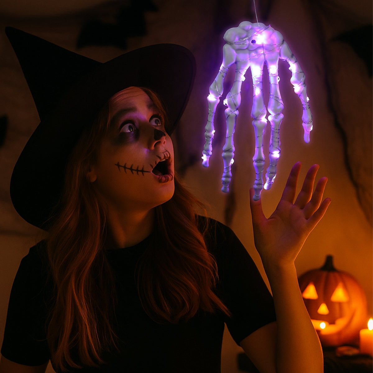 Halloween Glowing Skeleton Hand Decor - Spooky Home Accent
