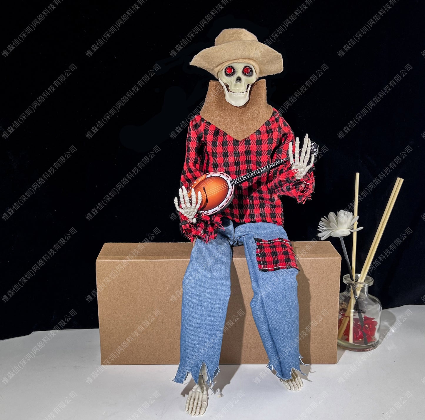 Halloween Animated Banjo Skeletons - Glowing Decor