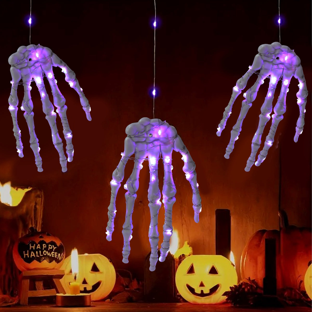 Halloween Glowing Skeleton Hand Decor - Spooky Home Accent