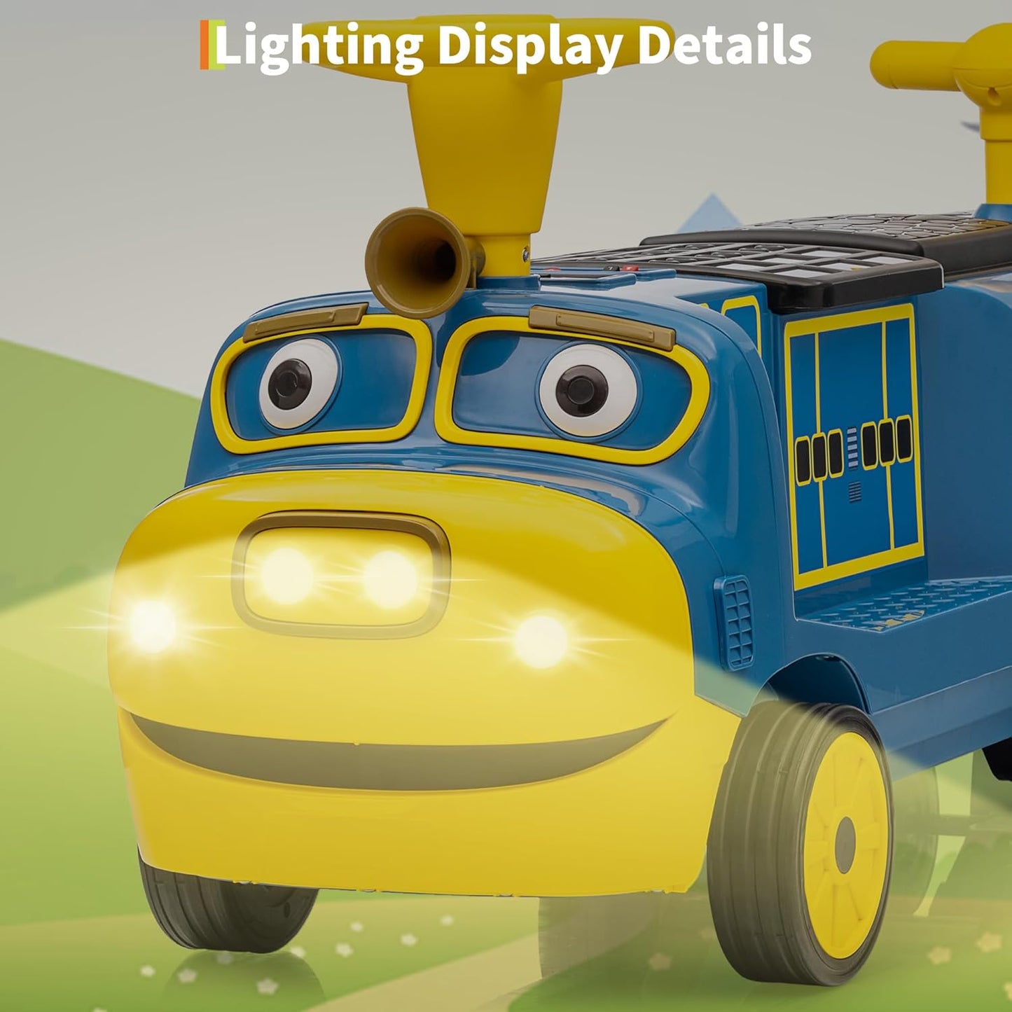 2 Seater Ride On Train, 12V Kids Toy with Adjustable Seat