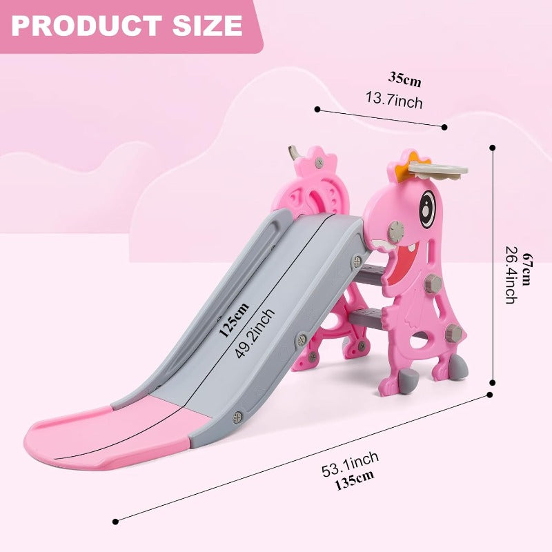 Dinosaur Slide Kids Indoor Outdoor Playset with Hoop