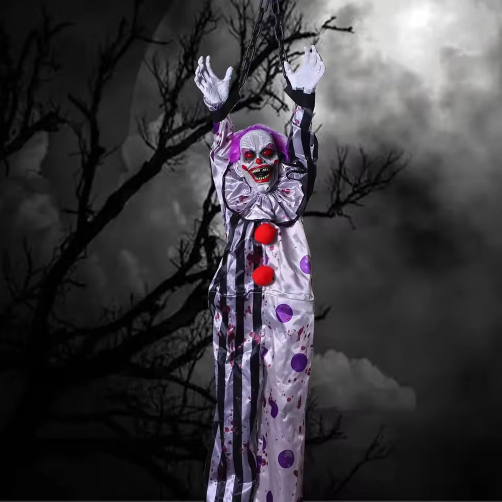 Halloween Voice-Activated Hanging Ghost Clown Prop