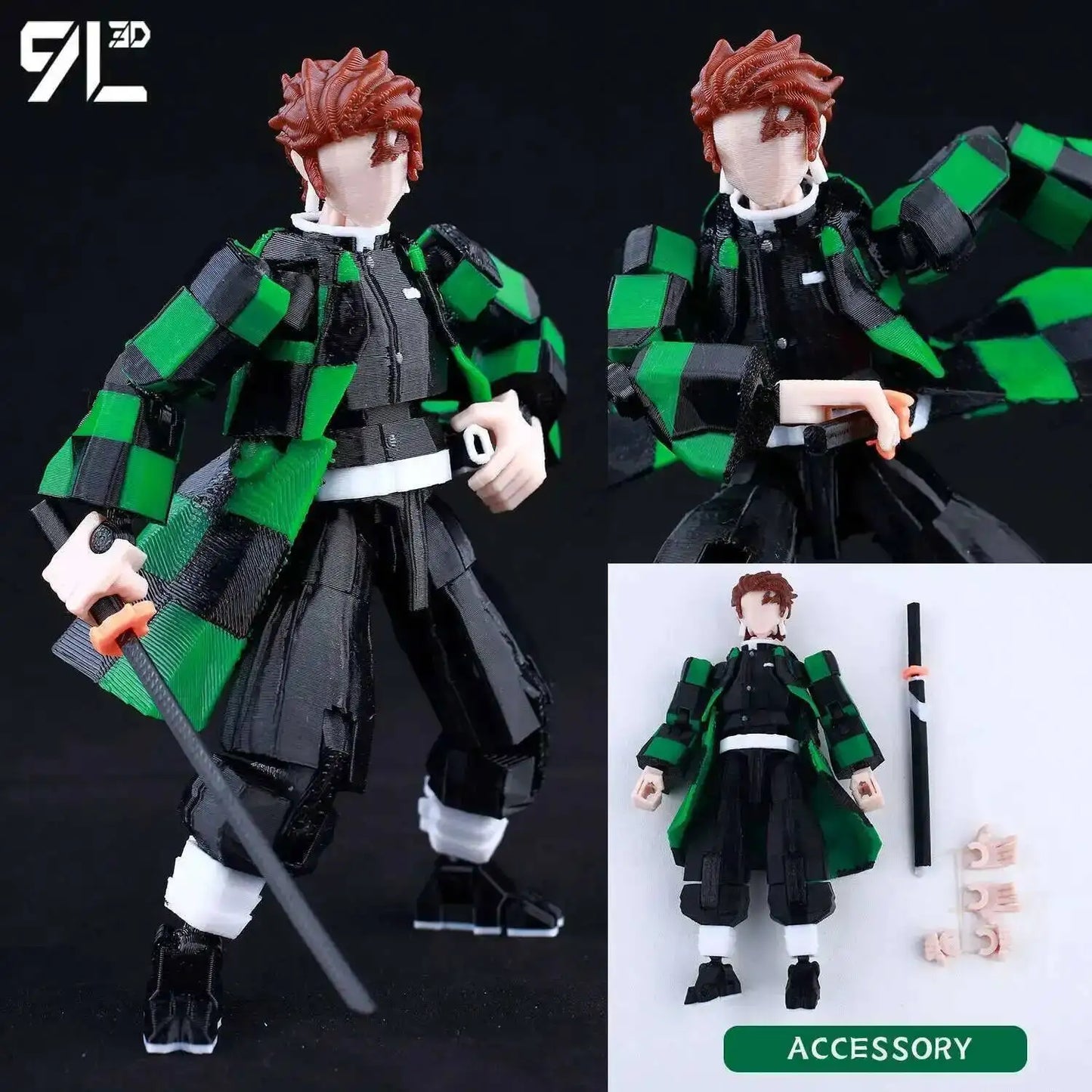 Demon Slayer, Akaza Tanjiro. Naruto and Sasuke and Solo Leveling Sung Jin-Woo 3D Action Figure 