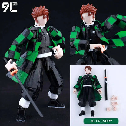 Demon Slayer, Akaza Tanjiro. Naruto and Sasuke and Solo Leveling Sung Jin-Woo 3D Action Figure 