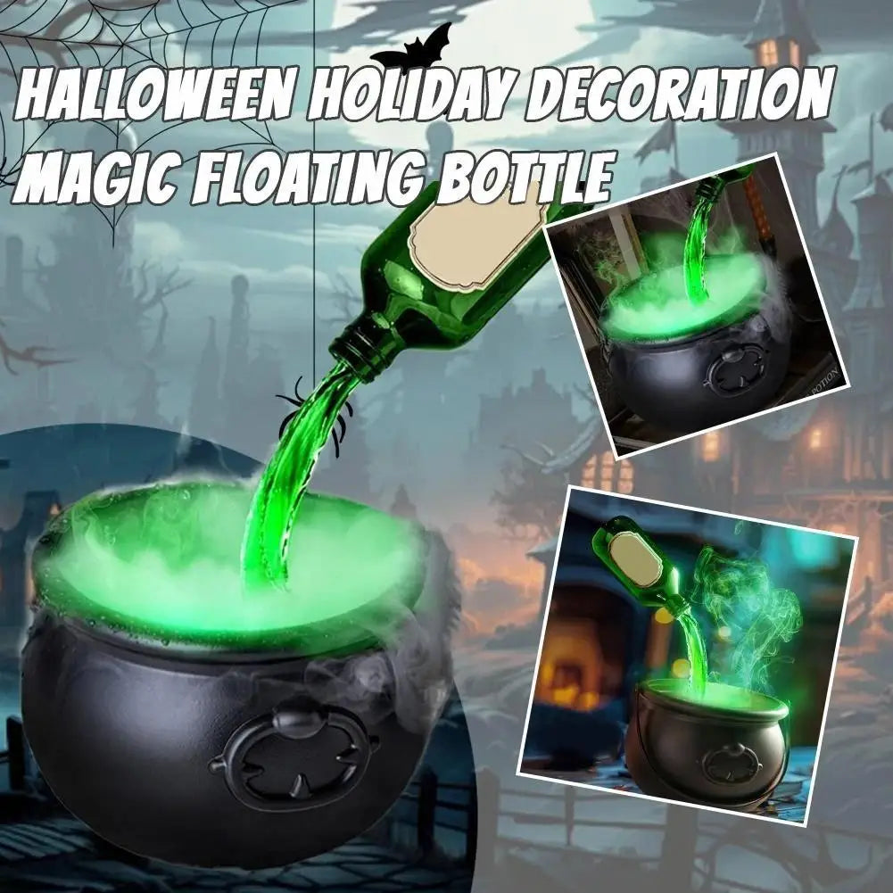 Halloween Witch Cauldron with LED Fog & Skeleton Decor