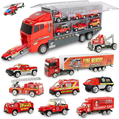 Construction Toys Truck Set: 10-in-1 Die-cast Vehicles