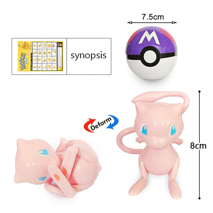 Transforming Pocket Monster Pokeball Toy - Pikachu, Mewtwo, and more