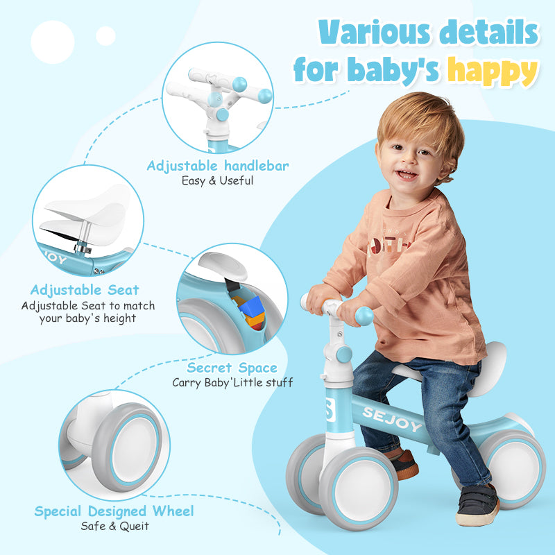 Toddler Balance Bike 1-3Y: 4 Wheels, Perfect Birthday Gift