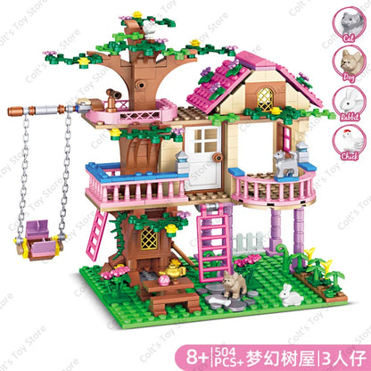 Girls Tree House and Castle Villa Building Blocks Set WithoutBox