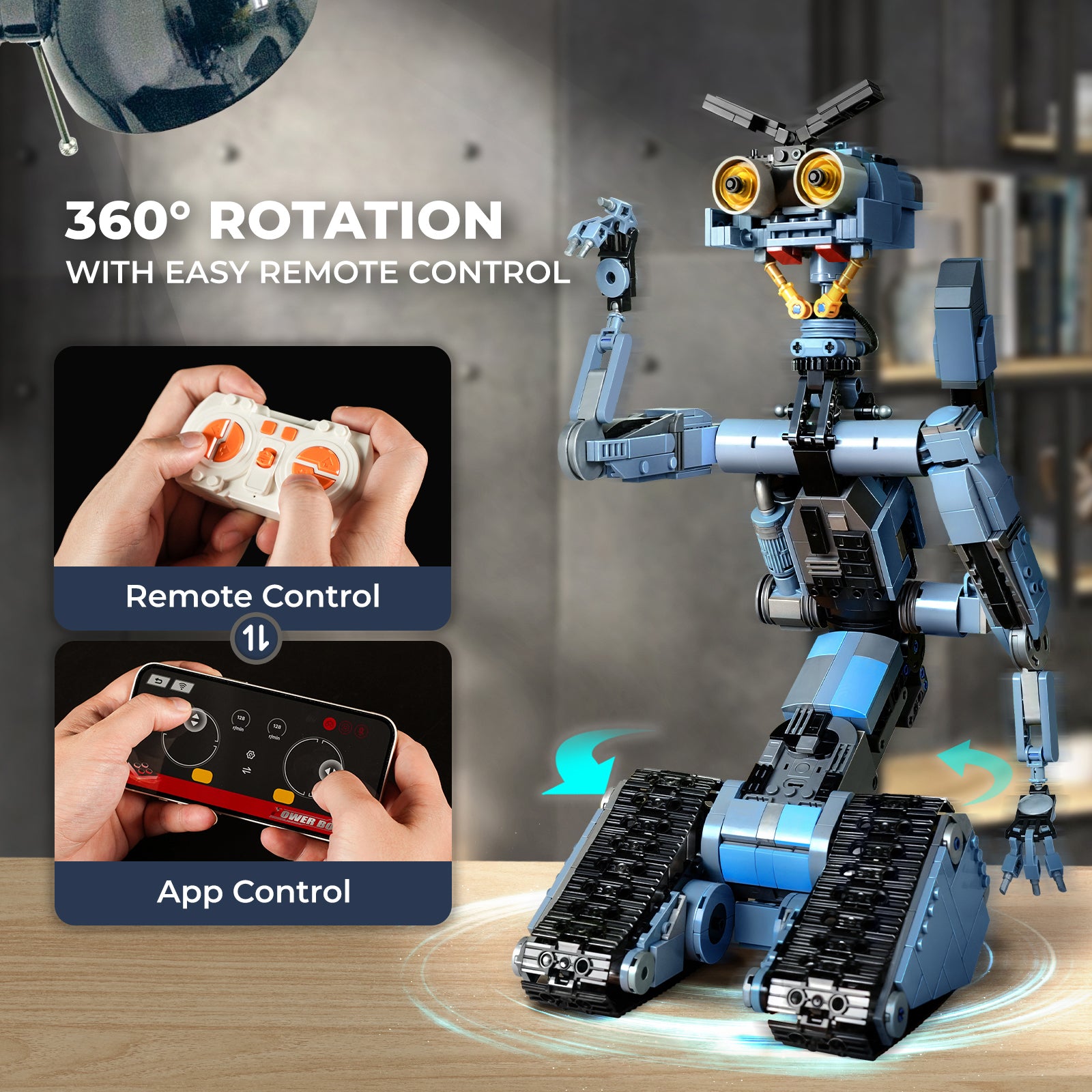 Johnny 5 Robot Blocks - 1176 Pieces, Remote, Perfect Gift