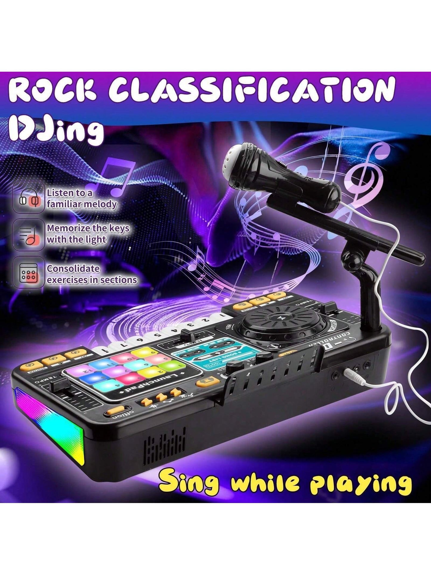 Kids DJ Mixer: Fun Turntable with Lights, Mic & Game Mode