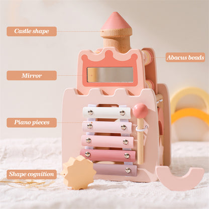Wooden Montessori Castle Blocks - Pink House Baby Toy
