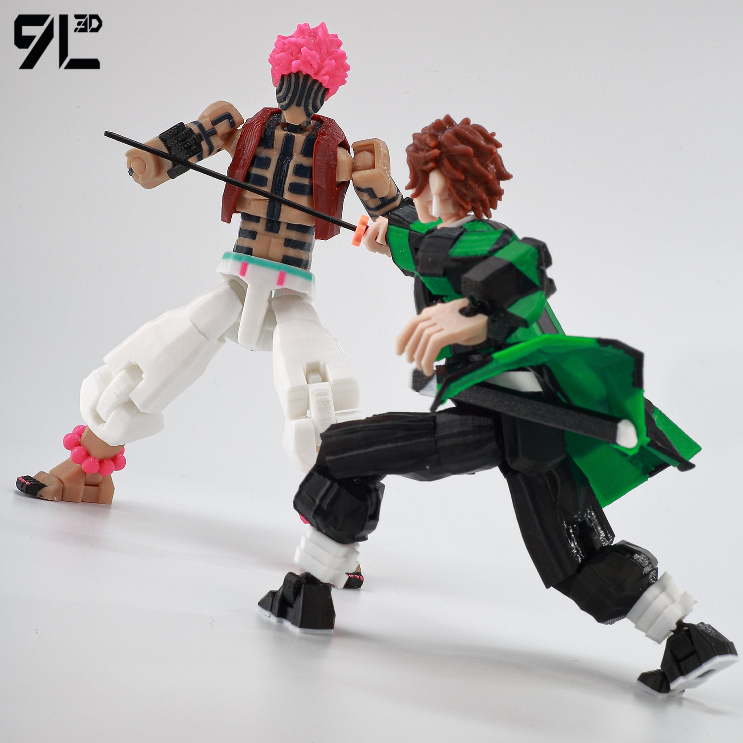 Demon Slayer, Akaza Tanjiro. Naruto and Sasuke and Solo Leveling Sung Jin-Woo 3D Action Figure 