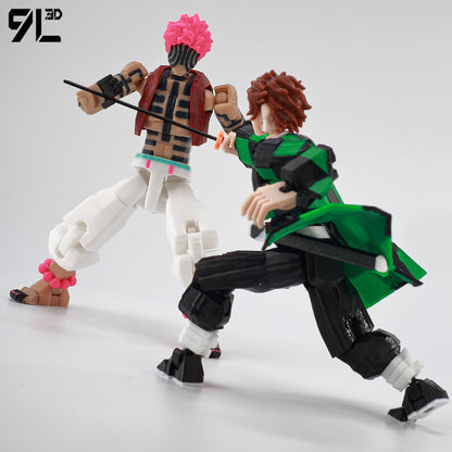 Demon Slayer, Akaza Tanjiro. Naruto and Sasuke and Solo Leveling Sung Jin-Woo 3D Action Figure 