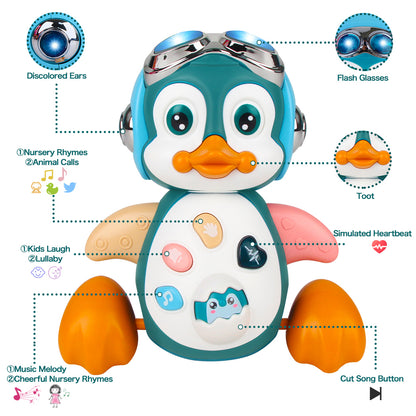 Interactive Baby Toy: Crawling Penguin with Music & Lights