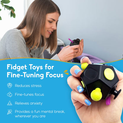 12-Sided Fidget Cube - Anxiety Relief Toy 