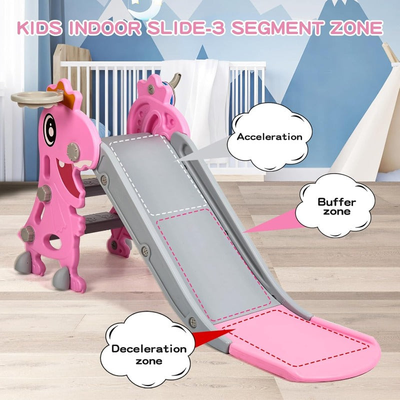 Dinosaur Slide Kids Indoor Outdoor Playset with Hoop
