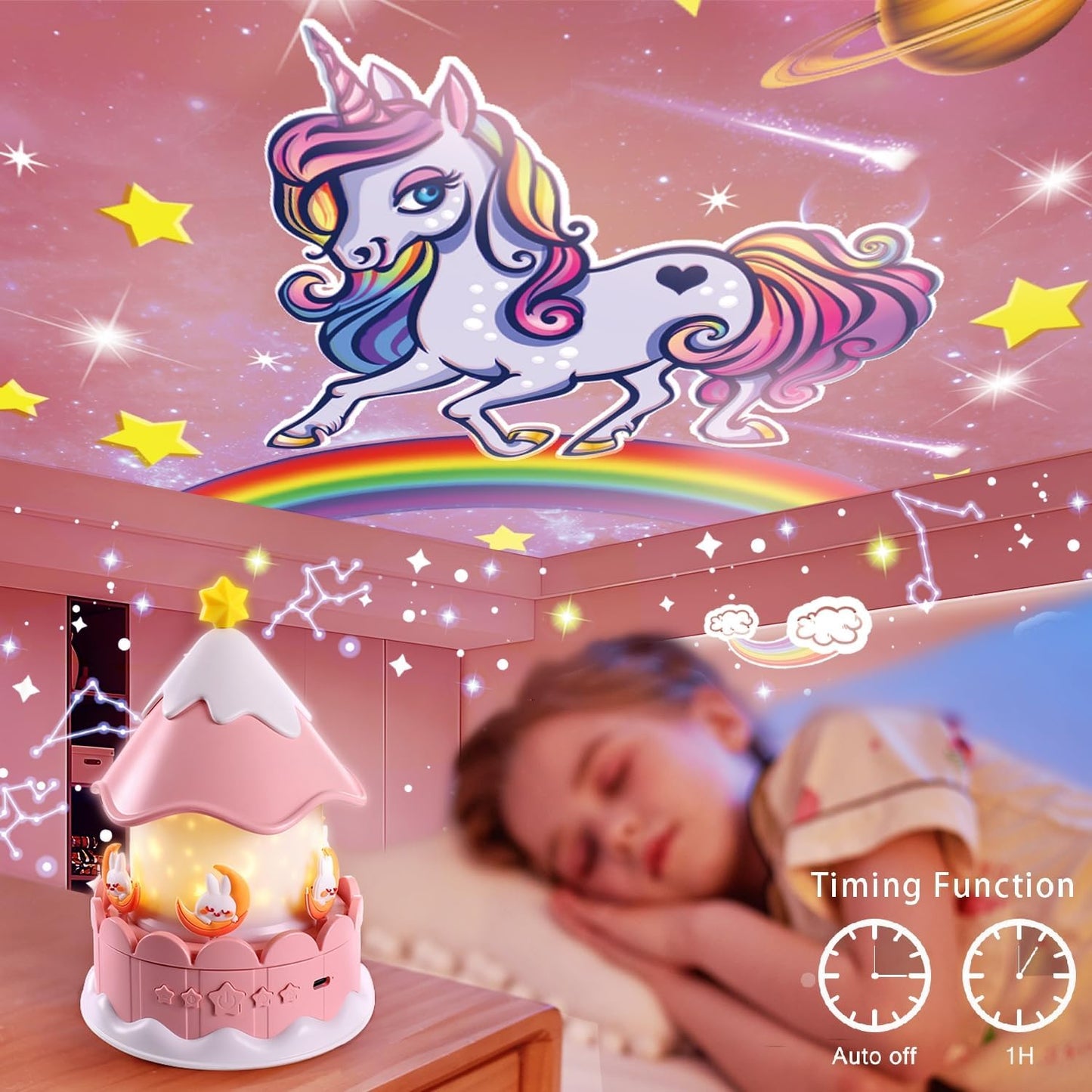 Star Galaxy Projector: 360° Rotating Starry Night Light