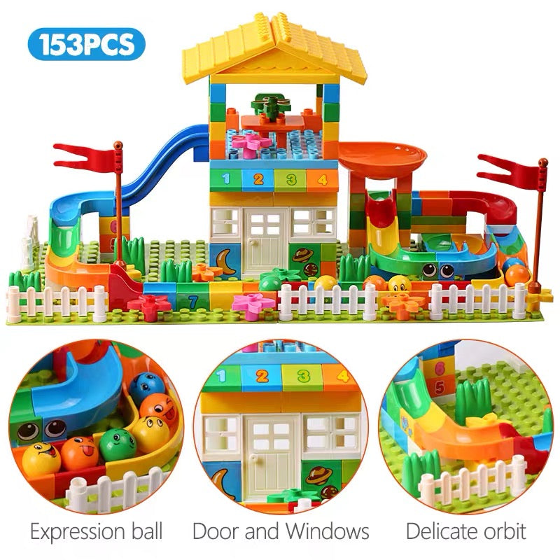Big Roof Blocks: 153PCS City House & Castle Slide Set