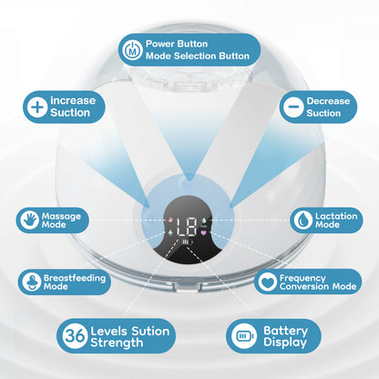 Wearable Breast Pump - 4 Modes, 36 Levels, Hands-Free Comfort